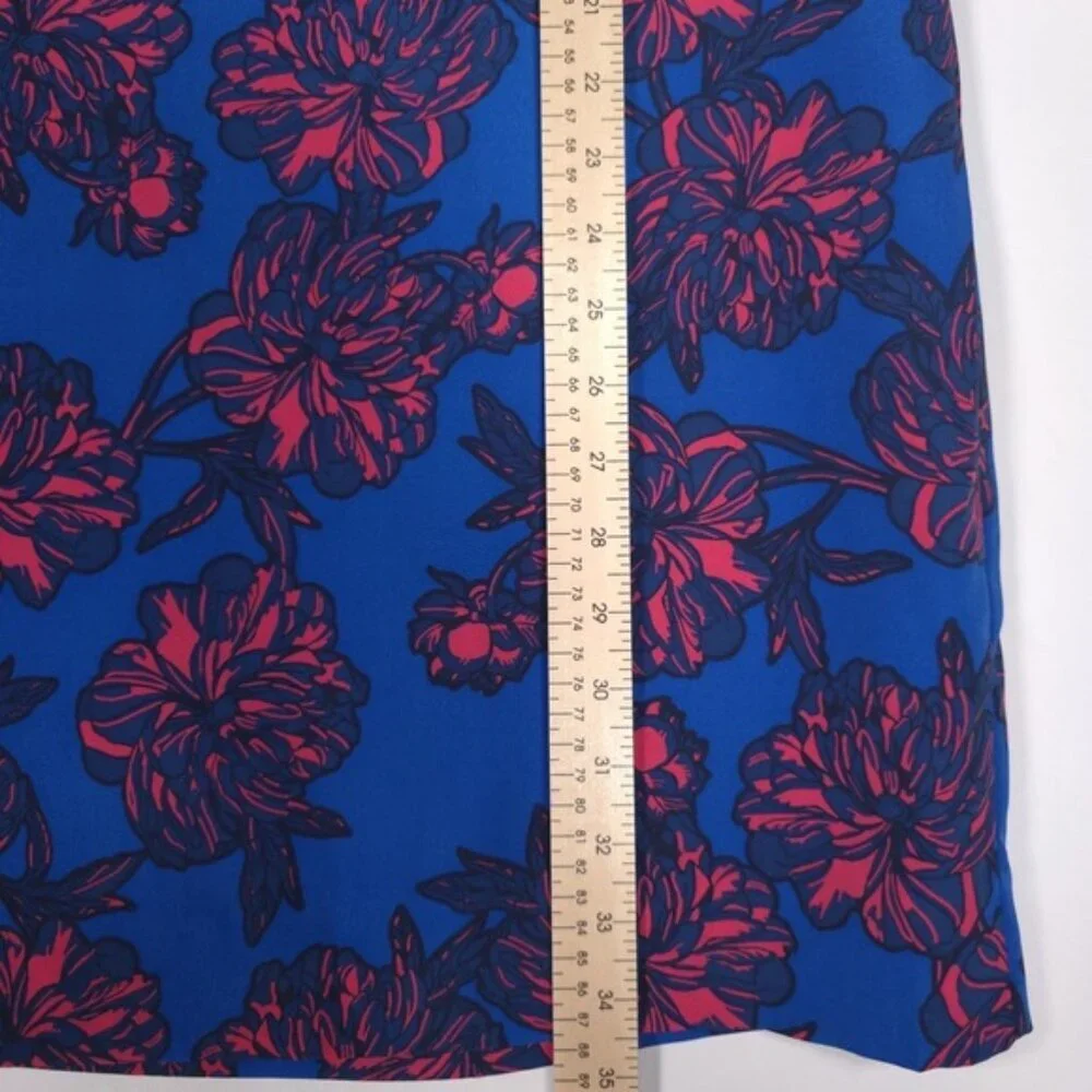 J.Crew Blue Pink Floral Short Sleeve Shift Mini Dress Style C5608‎ Size 8